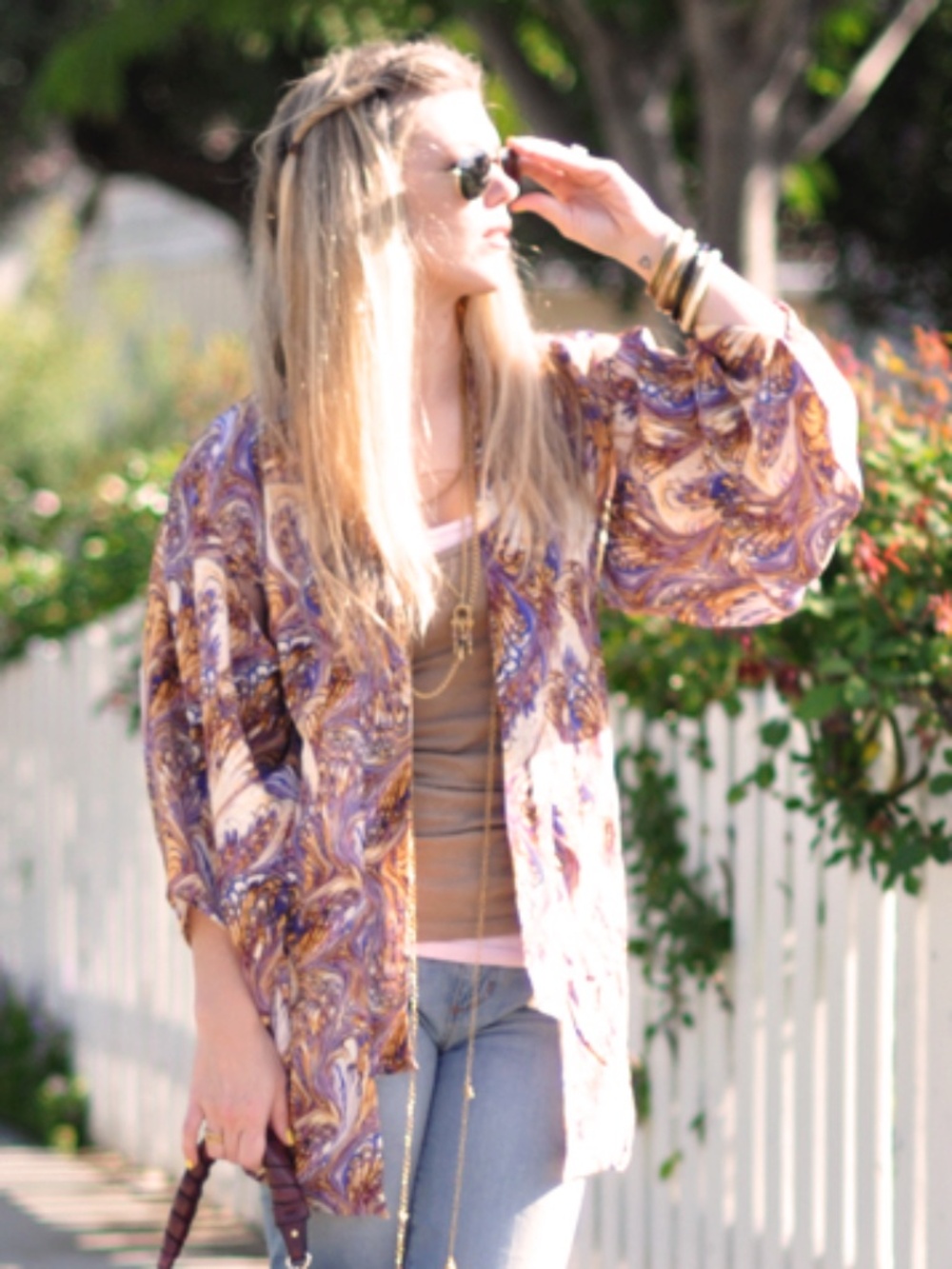 Winter Kate by Nicole Richie Silk Kimono Boho Paisley Jacket Cardigan Robe M - Picture 1 of 13